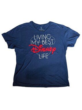 Disney Shirt Size 3X Blue Unisex Living My Best Disney Life Cotton Tee